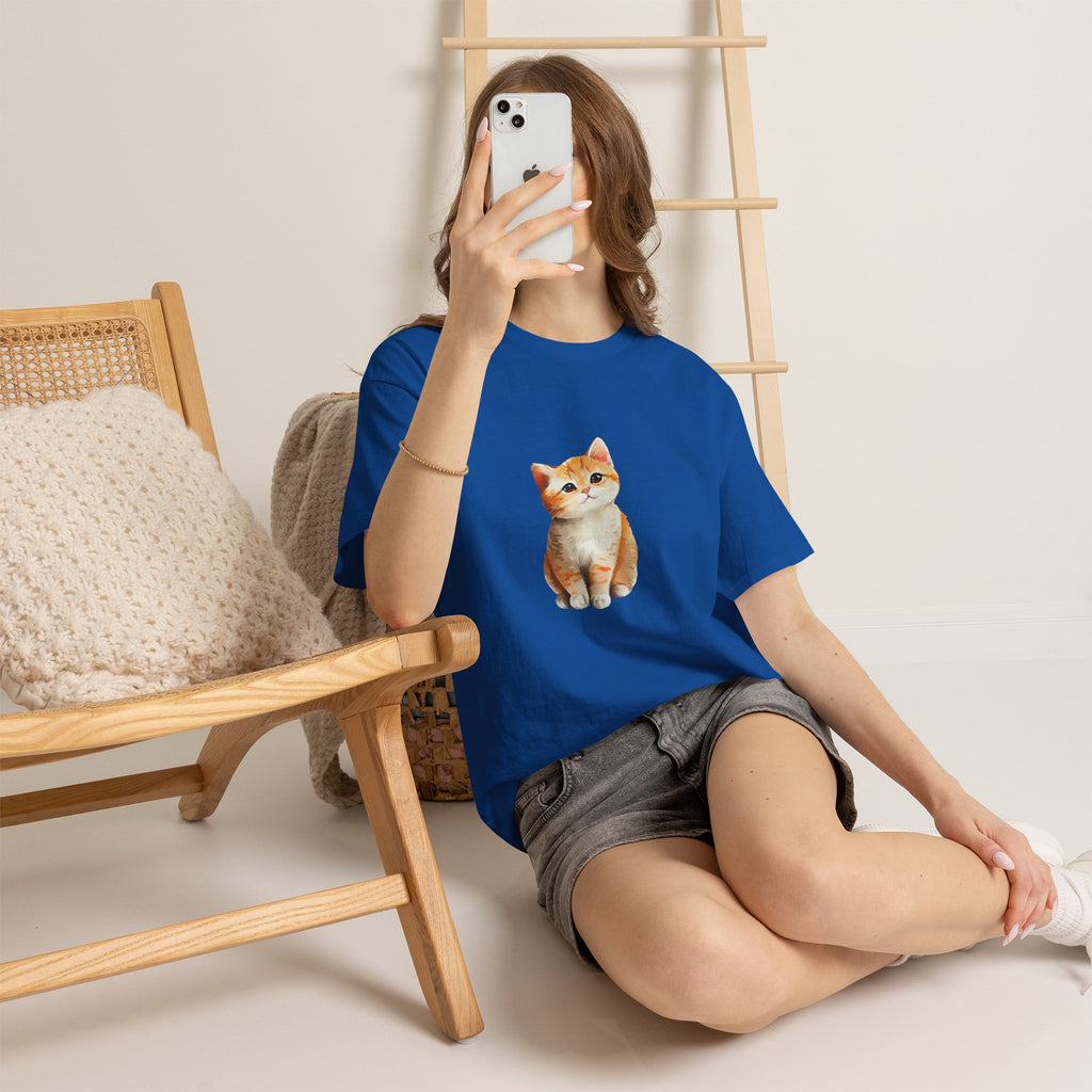 Women's Heavy Cat print Cotton Tee