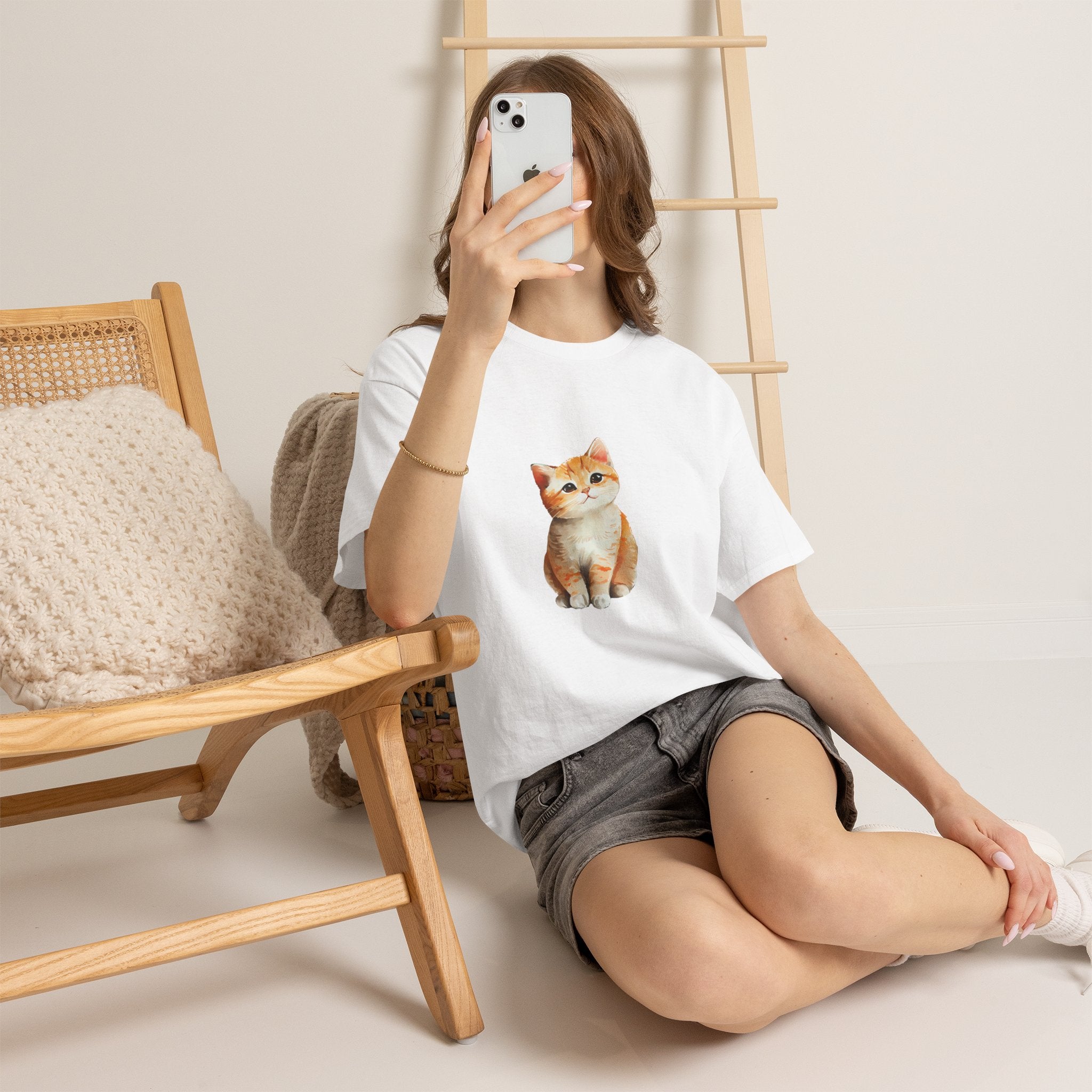 Women's Heavy Cat print Cotton Tee