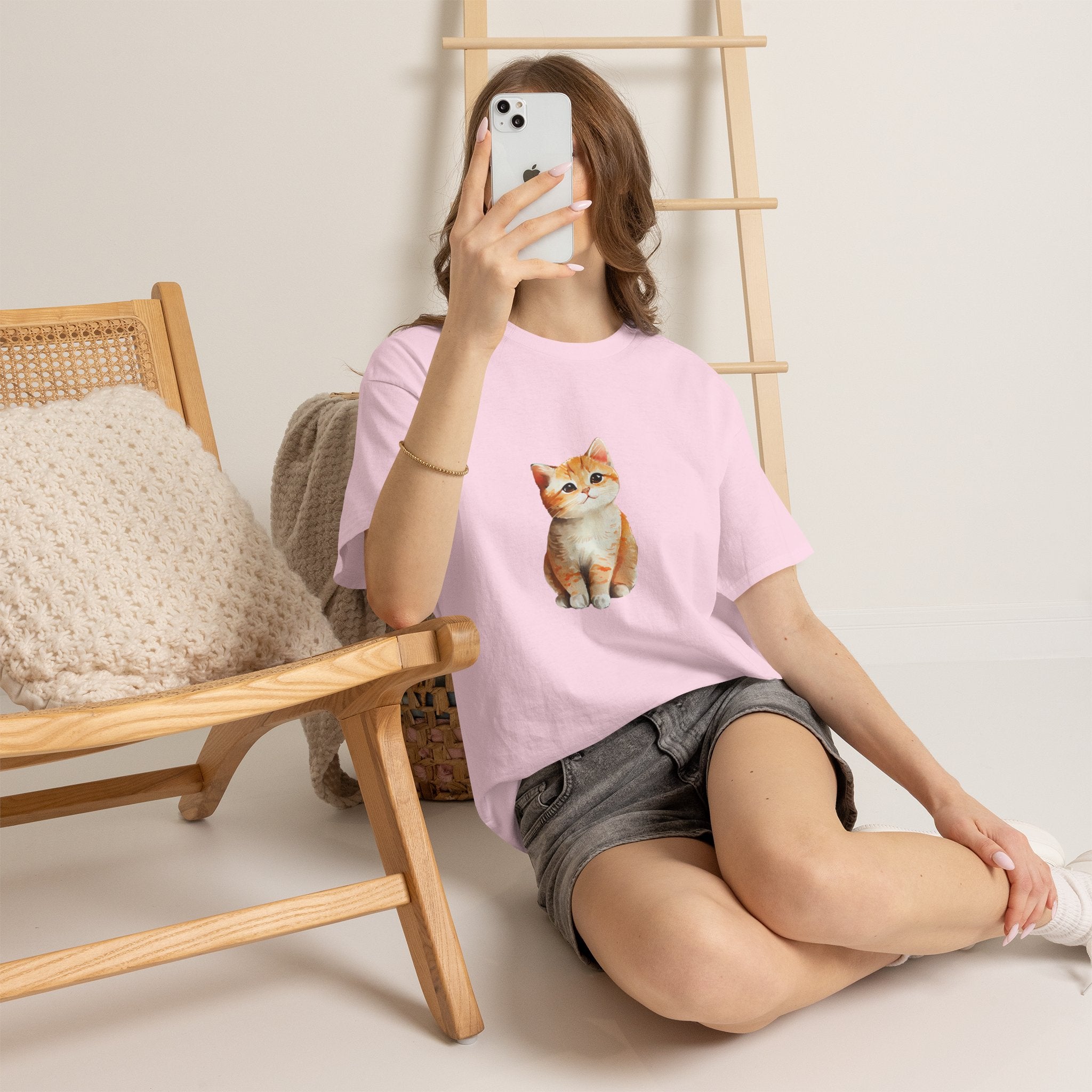 Women's Heavy Cat print Cotton Tee